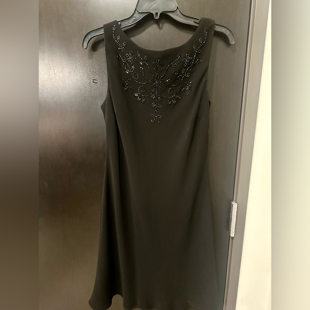 S.L. Fashions Strapless Black Dress with Beaded Design